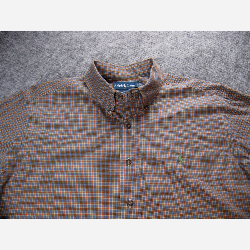 Ralph Lauren Shirt Mens XL Blue Plaid Classic Fit Work Office Preppy Collar